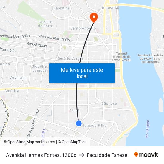 Avenida Hermes Fontes, 1200c to Faculdade Fanese map