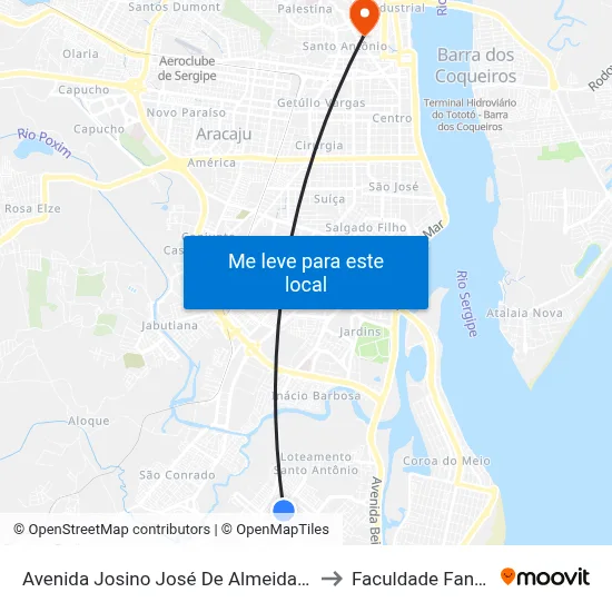 Avenida Josino José De Almeida, 498 to Faculdade Fanese map