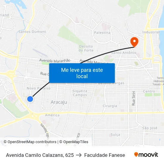 Avenida Camilo Calazans, 625 to Faculdade Fanese map