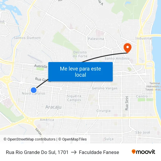Rua Rio Grande Do Sul, 1701 to Faculdade Fanese map