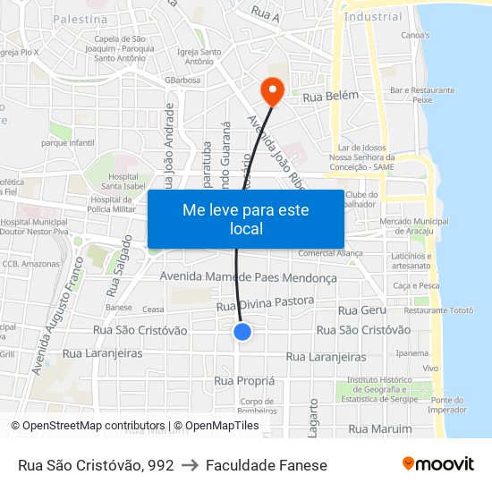 Rua São Cristóvão, 992 to Faculdade Fanese map