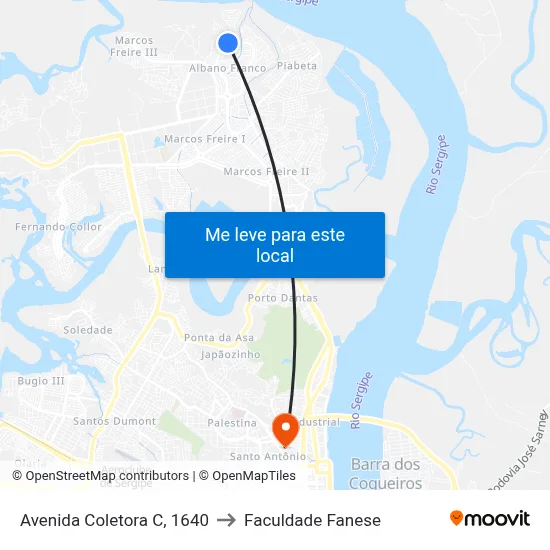 Avenida Coletora C, 1640 to Faculdade Fanese map