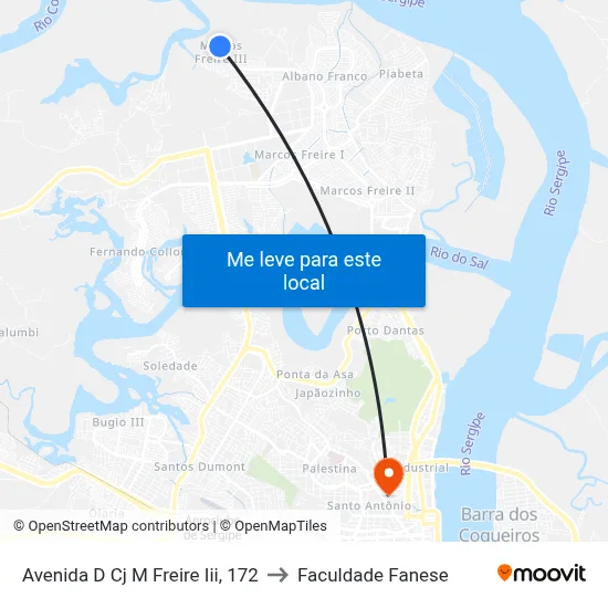 Avenida D Cj M Freire Iii, 172 to Faculdade Fanese map