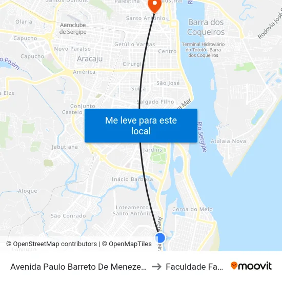 Avenida Paulo Barreto De Menezes, 1580 to Faculdade Fanese map