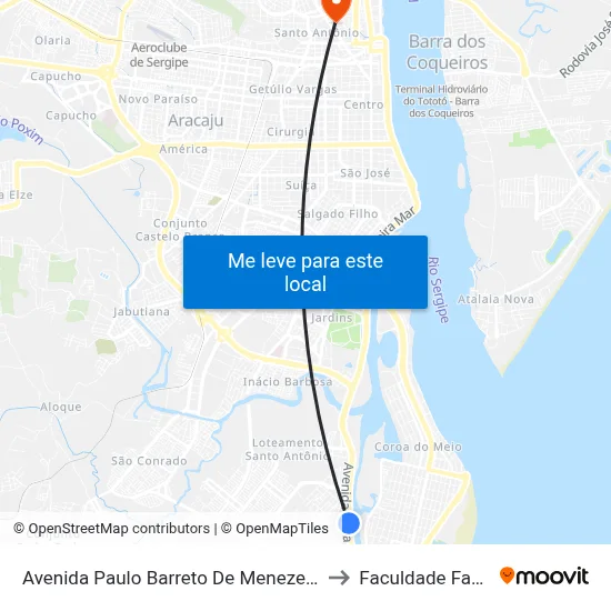 Avenida Paulo Barreto De Menezes, 1848 to Faculdade Fanese map