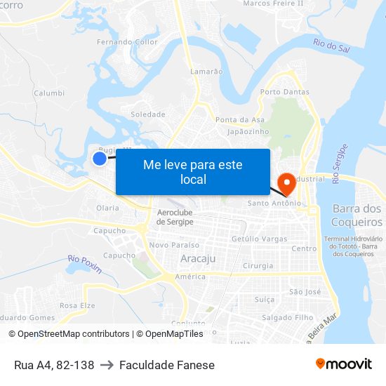 Rua A4, 82-138 to Faculdade Fanese map