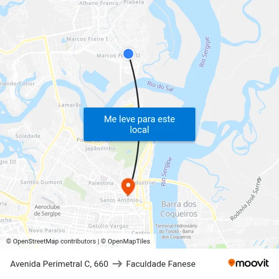 Avenida Perimetral C, 660 to Faculdade Fanese map