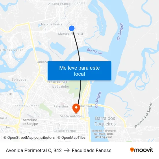 Avenida Perimetral C, 942 to Faculdade Fanese map