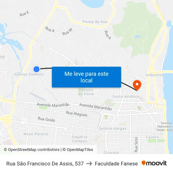 Rua São Francisco De Assis, 537 to Faculdade Fanese map