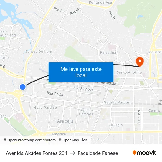 Avenida Alcídes Fontes 234 to Faculdade Fanese map