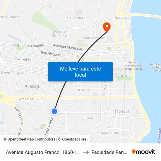 Avenida Augusto Franco, 1860-1976 to Faculdade Fanese map
