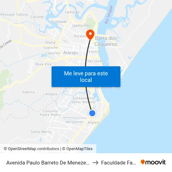 Avenida Paulo Barreto De Menezes, 2186 to Faculdade Fanese map