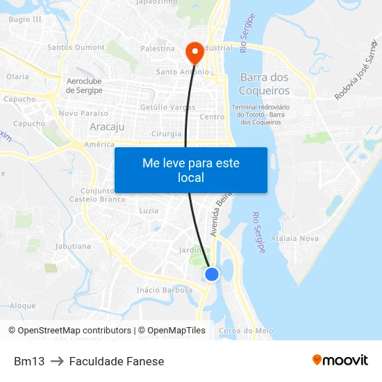 Bm13 to Faculdade Fanese map
