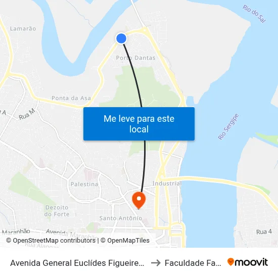 Avenida General Euclídes Figueiredo, 2725 to Faculdade Fanese map