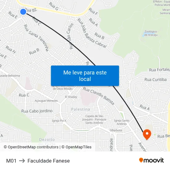 M01 to Faculdade Fanese map