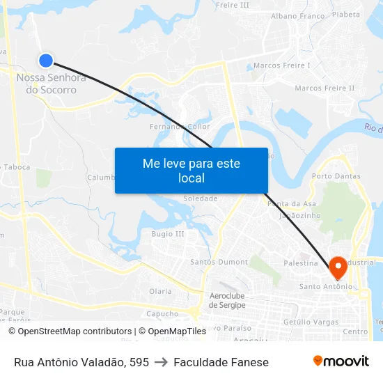 Rua Antônio Valadão, 595 to Faculdade Fanese map