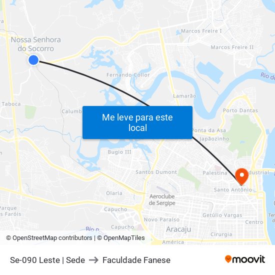 Se-090 Leste | Sede to Faculdade Fanese map