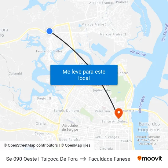 Se-090 Oeste | Taiçoca De Fora to Faculdade Fanese map