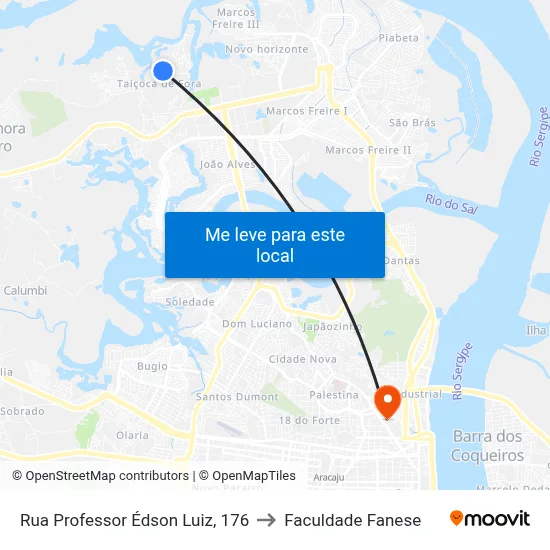 Rua Professor Édson Luiz, 176 to Faculdade Fanese map