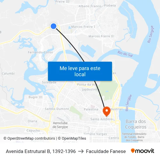 Avenida Estrutural B, 1392-1396 to Faculdade Fanese map