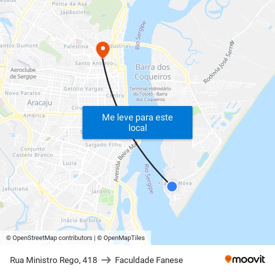 Rua Ministro Rego, 418 to Faculdade Fanese map