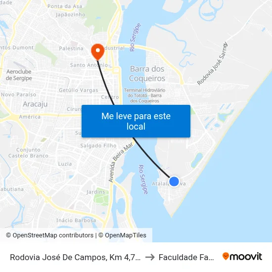Rodovia José De Campos, Km 4,7 Norte to Faculdade Fanese map