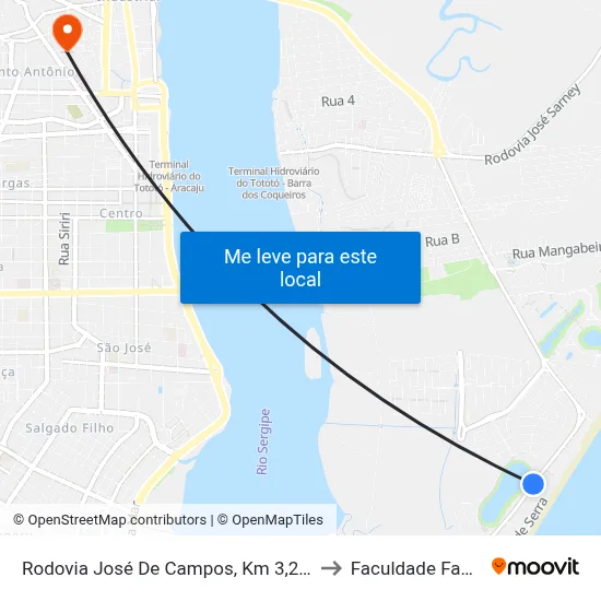 Rodovia José De Campos, Km 3,2 Norte to Faculdade Fanese map