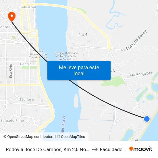 Rodovia José De Campos, Km 2,6 Norte | Praia Da Costa to Faculdade Fanese map