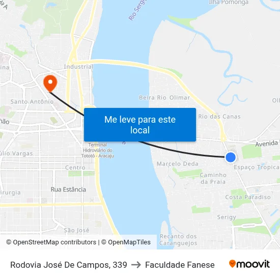 Rodovia José De Campos, 339 to Faculdade Fanese map