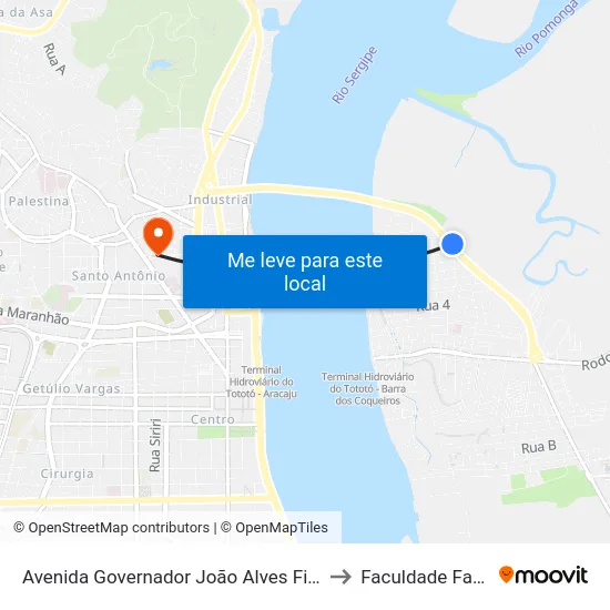 Avenida Governador João Alves Filho, 305 to Faculdade Fanese map