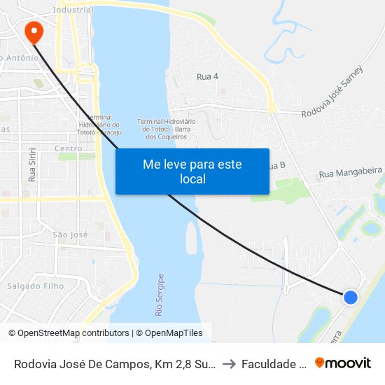 Rodovia José De Campos, Km 2,8 Sul | Praia Da Costa to Faculdade Fanese map