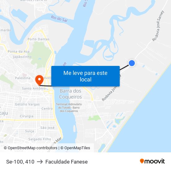 Se-100, 410 to Faculdade Fanese map