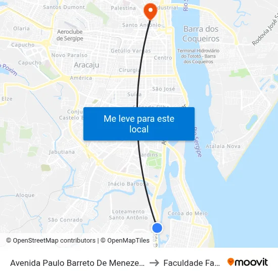 Avenida Paulo Barreto De Menezes, 1145 to Faculdade Fanese map