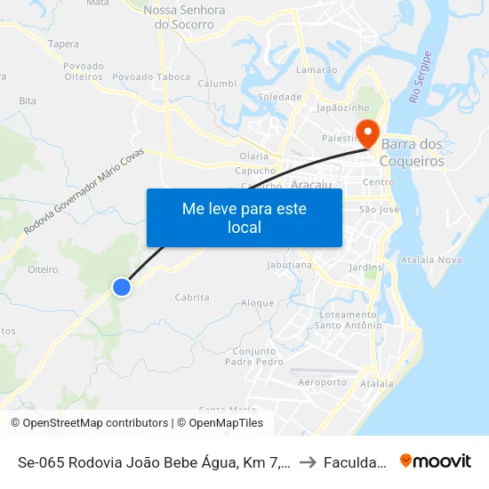 Se-065 Rodovia João Bebe Água, Km 7,8 Leste | Entrada Para Camboatá to Faculdade Fanese map