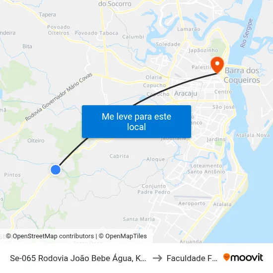 Se-065 Rodovia João Bebe Água, Km 10,2 Leste to Faculdade Fanese map