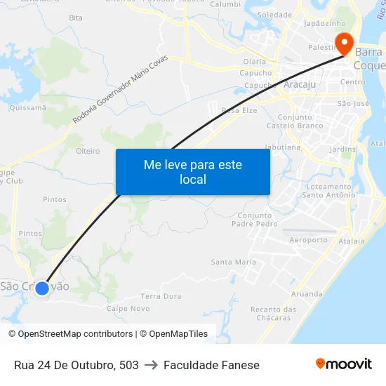 Rua 24 De Outubro, 503 to Faculdade Fanese map