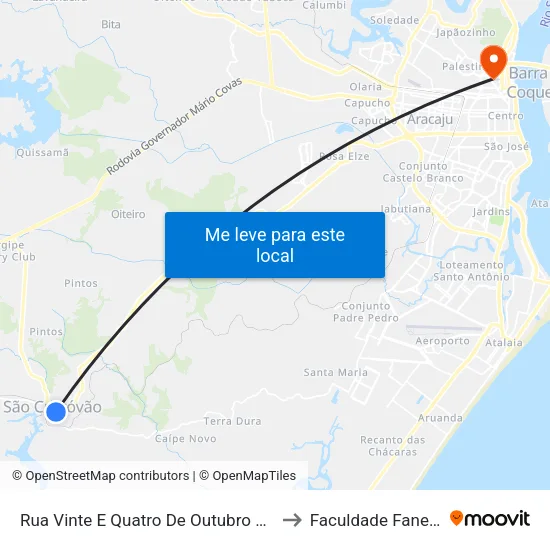 Rua Vinte E Quatro De Outubro 236 to Faculdade Fanese map