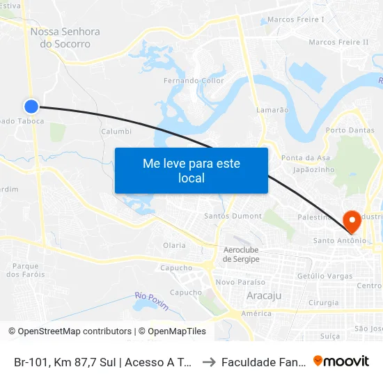 Br-101, Km 87,7 Sul | Acesso A Taboca to Faculdade Fanese map