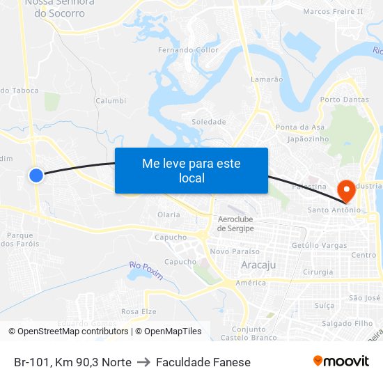 Br-101, Km 90,3 Norte to Faculdade Fanese map