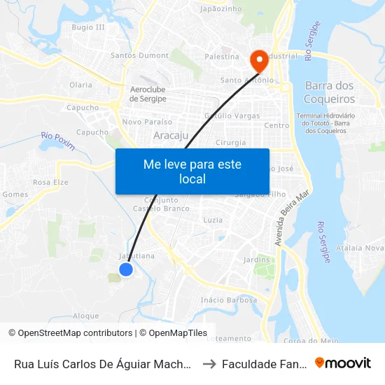 Av. Cel. Sizínio Da Rocha | Praça Santa Lúcia to Faculdade Fanese map
