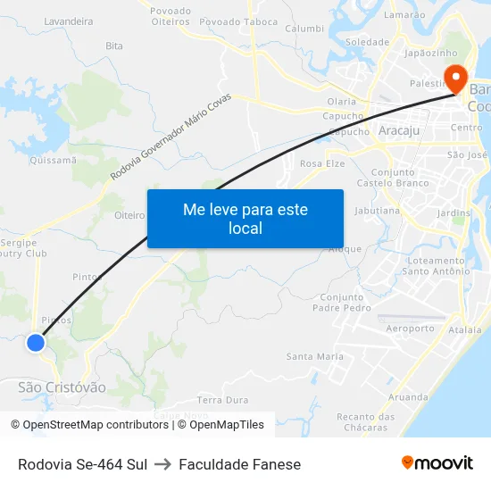 Rodovia Se-464 Sul to Faculdade Fanese map