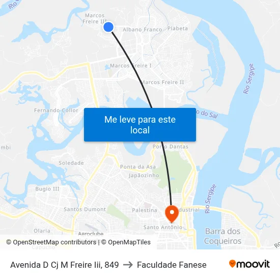 Avenida D Cj M Freire Iii, 849 to Faculdade Fanese map