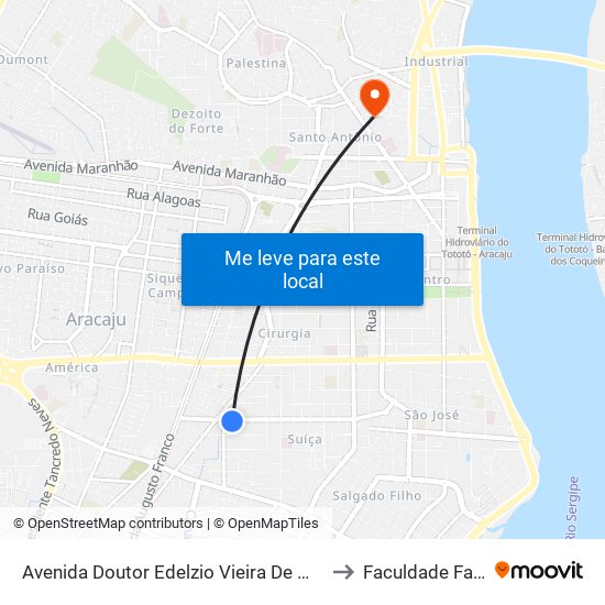 Avenida Doutor Edelzio Vieira De Melo, 1315 to Faculdade Fanese map