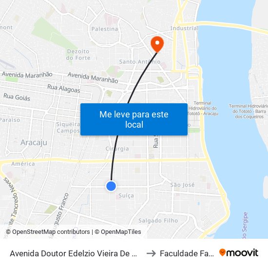 Avenida Doutor Edelzio Vieira De Melo, 984 to Faculdade Fanese map