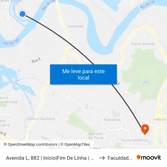 Avenida L, 882 | Início|Fim De Linha | Conjunto Orlando Dantas to Faculdade Fanese map