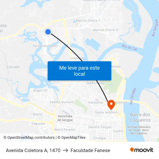 Avenida Coletora A, 1470 to Faculdade Fanese map