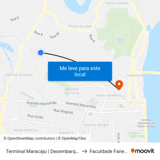 Terminal Maracaju | Desembarque to Faculdade Fanese map