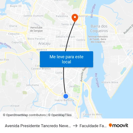 Avenida Presidente Tancredo Neves, 1070 A to Faculdade Fanese map