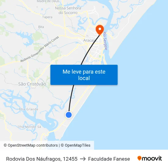 Rodovia Dos Náufragos, 12455 to Faculdade Fanese map