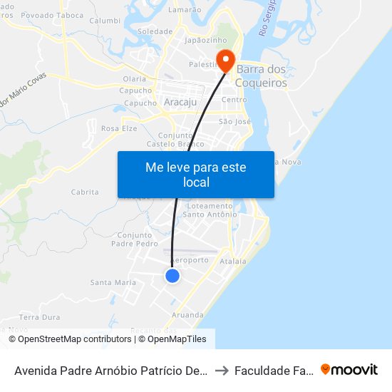 Avenida Padre Arnóbio Patrício De Melo, 46 to Faculdade Fanese map